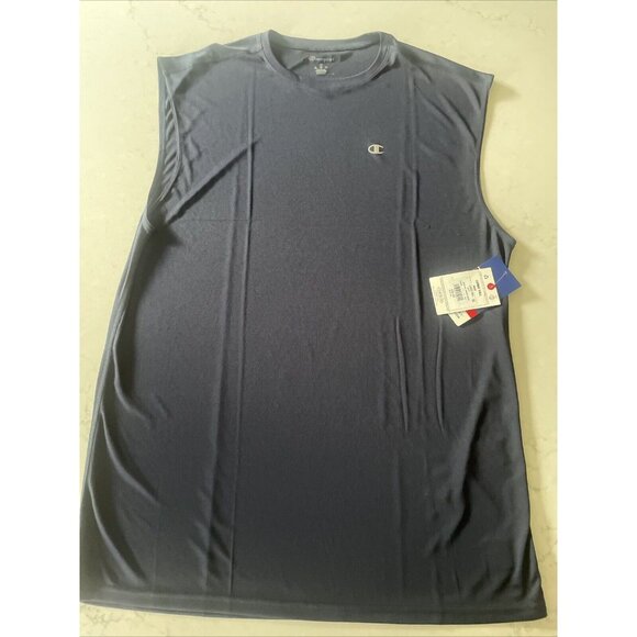 Champion Men's Tank‎ Top LT Large Tall Navy Blue Wicking Sport Muscle Shirt NWT - Picture 1 of 5